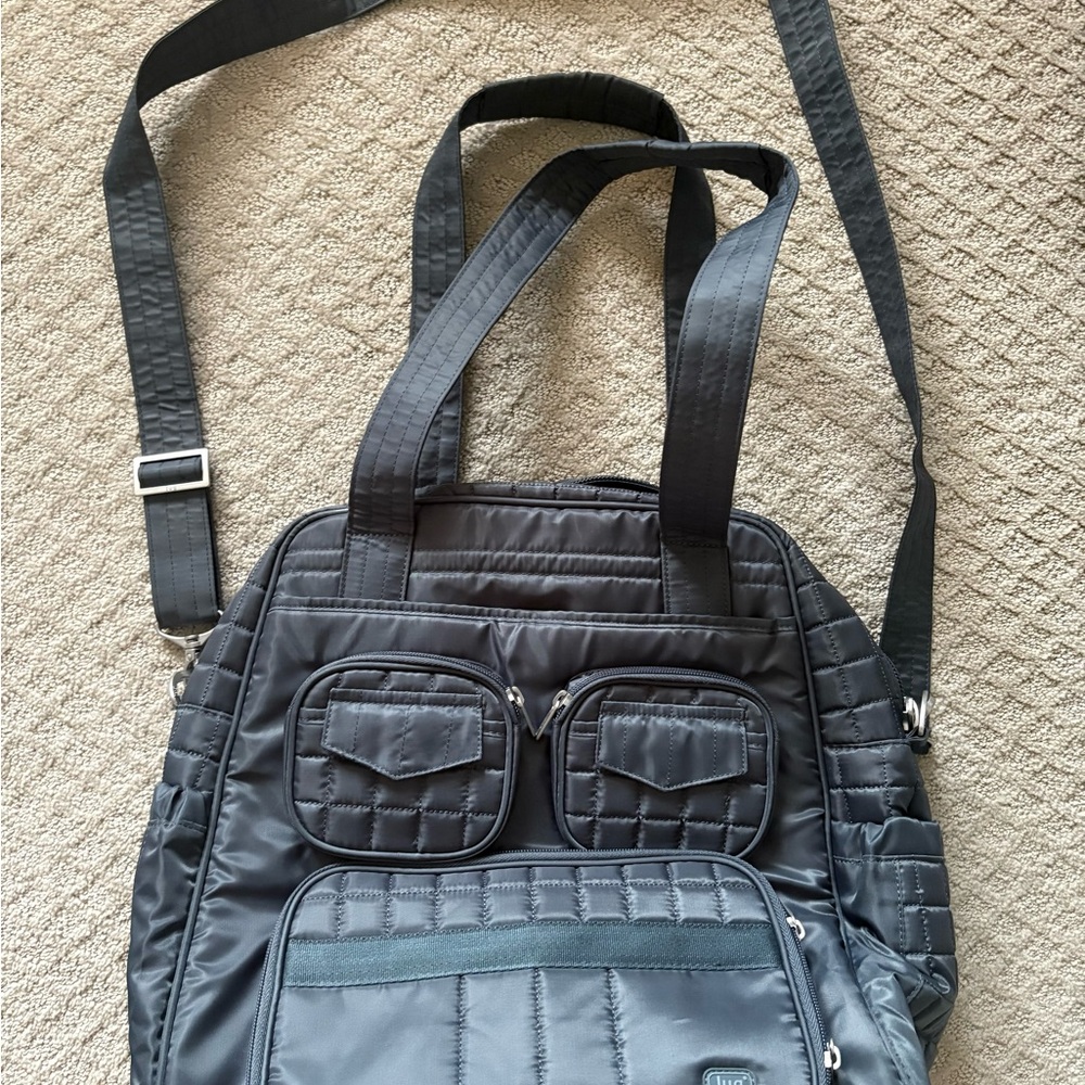 Lug Gray Travel Bag with Quilted Design and Adjustable Strap